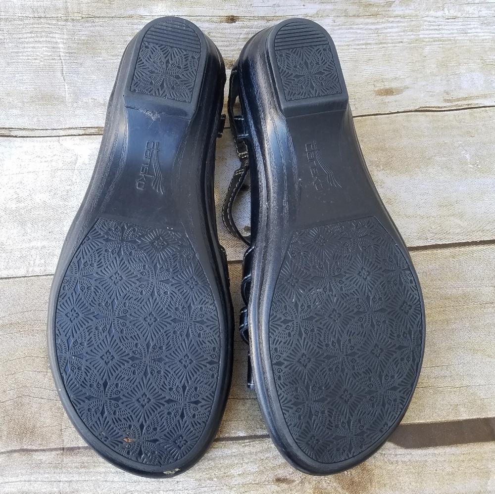 Dansko Black Leather T-strap Sandal Size 38 - Picture 4 of 6
